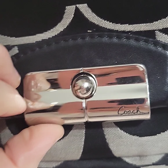 COACH Signature Purse with Silver accents  Black and Silver - Picture 3 of 11